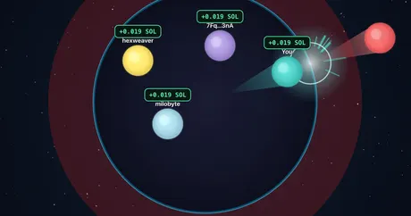 A ball knocked off the edge of a shrinking arena