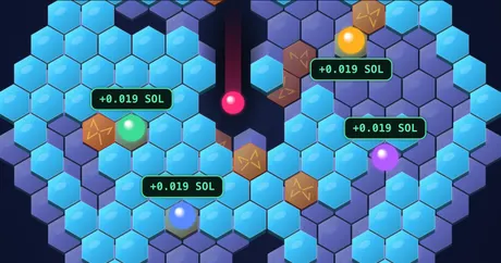 A player dropping through a collapsing hex floor